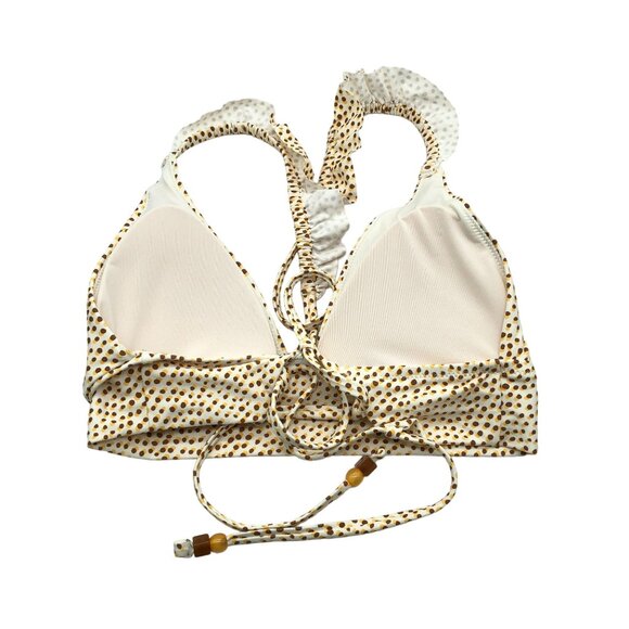 Aerie Polka Dot Halter Bikini Top Triangle Removable Cups Ruffle L - Picture 2 of 4